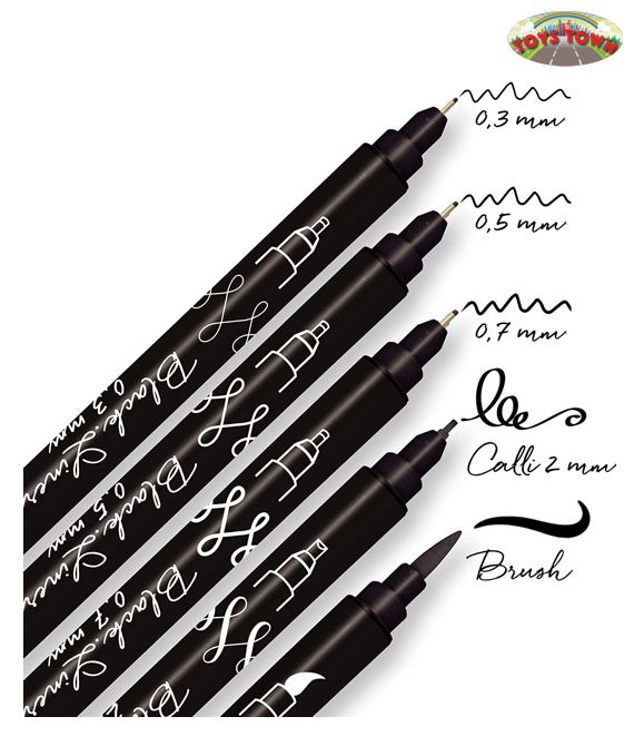 PENNARELLO LETTERING Black Handlettering Set | 5 matite per calligrafia in nero